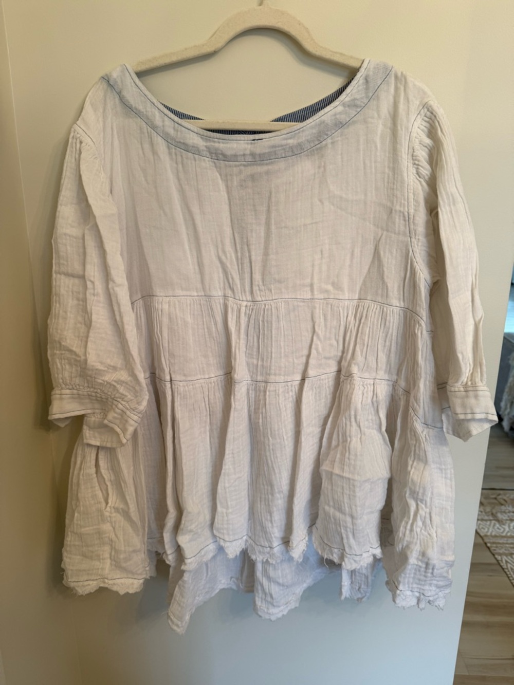 Free People White Tiered Gauze Peasant Tunic